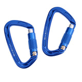 Maxbell 2 Piece 24KN Self-locking Aluminum Mountain Rock Climbing Carabiner Blue - Aladdin Shoppers