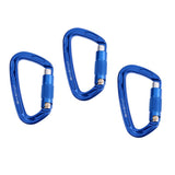 Maxbell Maxbell 3 Pieces 24KN Aluminum Rock Climbing Auto Self Locking Carabiner blue