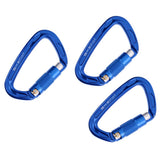 Maxbell Maxbell 3 Pieces 24KN Aluminum Rock Climbing Auto Self Locking Carabiner blue