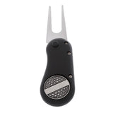 Maxbell Foldable Alloy Golf Divot Repair Tool with Golf Hat Clip Ball Marker Black