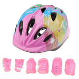 Maxbell 7 Pieces Kid Child Roller Skating Bike Helmet Knee Wrist Guard Elbow Pad Set Pink - Aladdin Shoppers