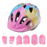 Maxbell 7 Pieces Kid Child Roller Skating Bike Helmet Knee Wrist Guard Elbow Pad Set Pink - Aladdin Shoppers