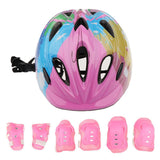 Maxbell 7 Pieces Kid Child Roller Skating Bike Helmet Knee Wrist Guard Elbow Pad Set Pink - Aladdin Shoppers