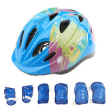 Maxbell 7 Pieces Kid Child Roller Skating Bike Helmet Knee Wrist Guard Elbow Pad Set Blue - Aladdin Shoppers