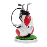 Maxbell Mini Golf Bag Pen Holder With Lawn Base Clock And Three Golf Club Pens Decoration Gift