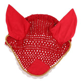 Maxbell Soft Cotton Hand Crochet Breathable Fly Veil with Ears for Horse Red - Aladdin Shoppers