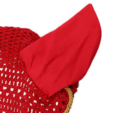 Maxbell Soft Cotton Hand Crochet Breathable Fly Veil with Ears for Horse Red - Aladdin Shoppers