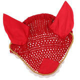 Maxbell Soft Cotton Hand Crochet Breathable Fly Veil with Ears for Horse Red - Aladdin Shoppers