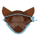 Maxbell Maxbell Soft Cotton Hand Crochet Breathable Fly Veil with Ears for Horse Brown