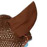 Maxbell Soft Cotton Hand Crochet Breathable Fly Veil with Ears for Horse Brown - Aladdin Shoppers