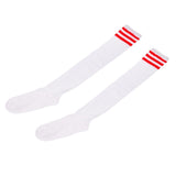 Maxbell Golf Stripe Thigh High Tube Sock Knee High Protection Socks L White+StripedA - Aladdin Shoppers