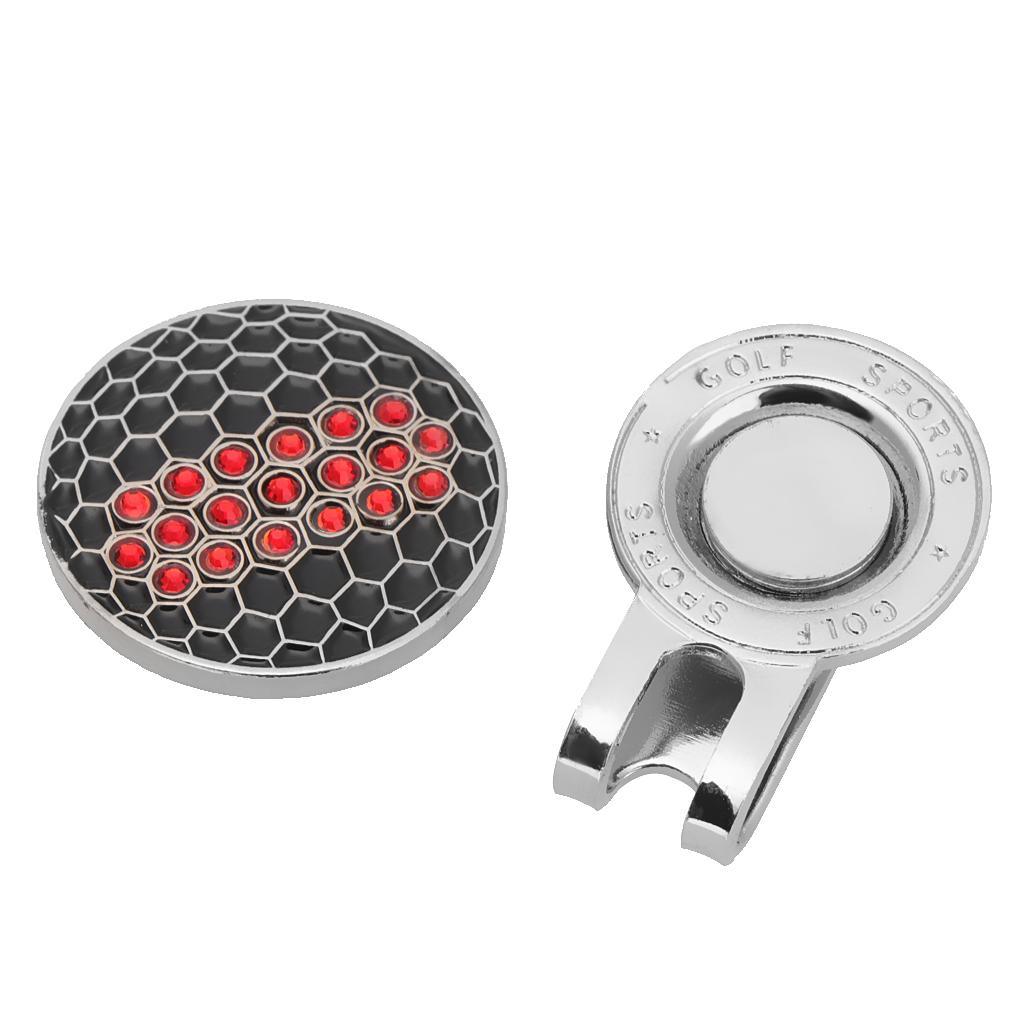 Maxbell Maxbell Golf Ball Marker Crystal Drill Cap Clip Marker for Golf Cap Visor Red