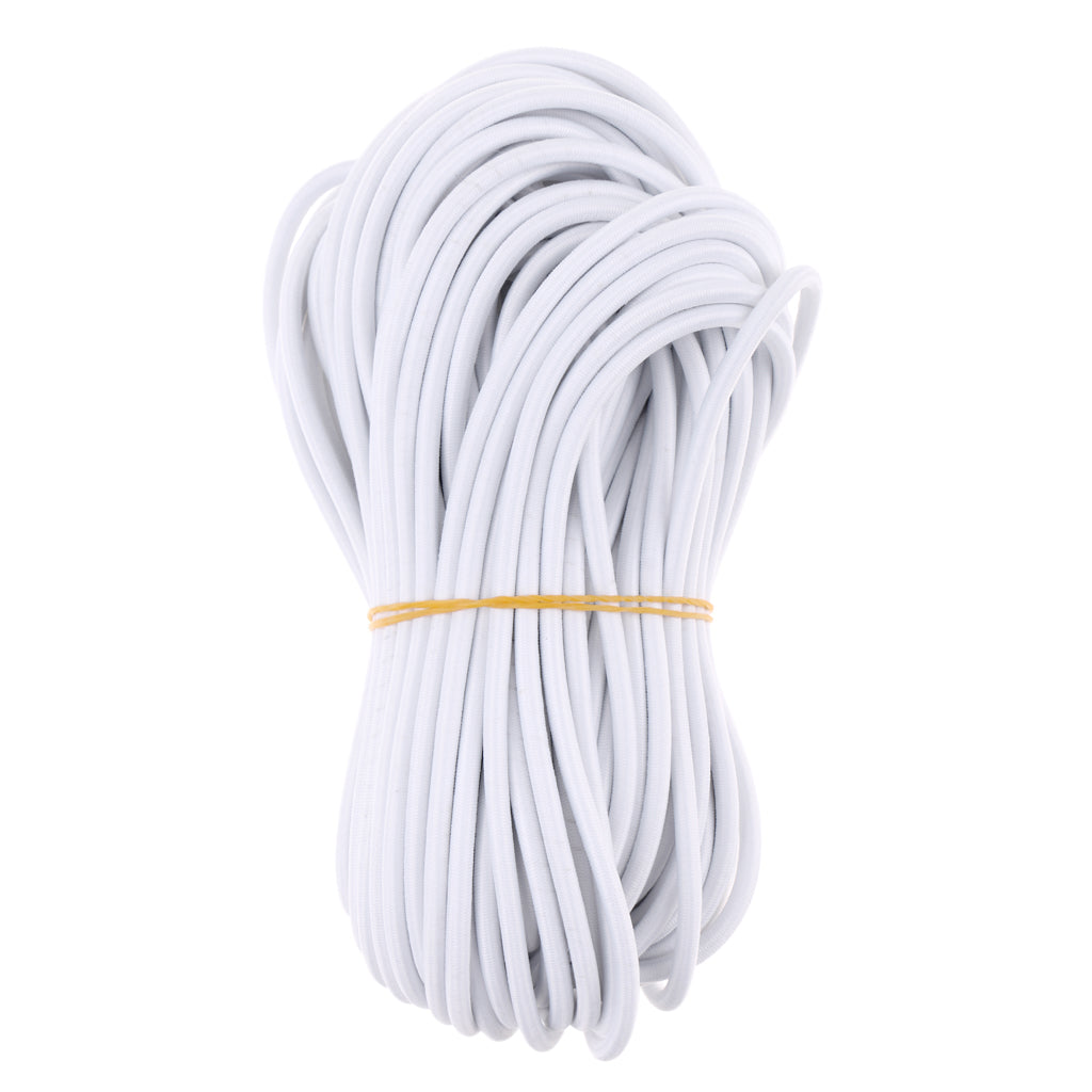 Maxbell Maxbell 6mm White Elastic Bungee Rope Shock Cord Tie Down Rack for Marine Boat 30m