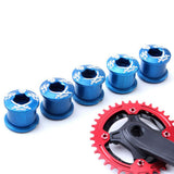 Maxbell Maxbell 5Pcs Alloy Bike Chainwheel Bolt Double Chain Wheel Crank Arm Screw Blue