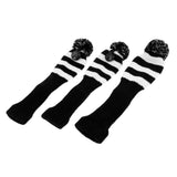 Maxbell Maxbell 3Pcs Pom Pom Head Covers Knit Driver Golf Hybrid Club Wood Head Cover White