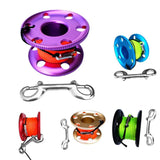 Maxbell Scuba Diving Aluminum Alloy Finger Reel Spool 50m Line Bolt Snap Clip Purple - Aladdin Shoppers