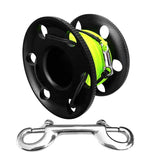 Maxbell Maxbell Scuba Diving Aluminum Alloy Finger Reel Spool 50m Line Bolt Snap Clip Black