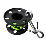 Maxbell Maxbell Scuba Diving Aluminum Alloy Finger Reel Spool 50m Line Bolt Snap Clip Black