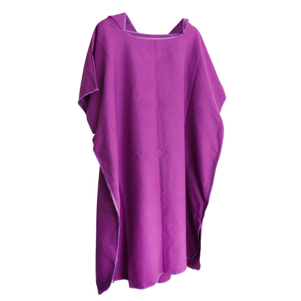 Maxbell Maxbell Beach Bath Surf Swim Poncho Robe With Hood Wetsuit Changing Towel Purple