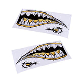 Maxbell Maxbell 2 Pieces Large 3D Shark Teeth Mouth Sticker Kayak Fishing Boat Decals Yellow