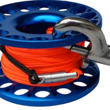 Maxbell Scuba Diving Aluminum Alloy Finger Reel Spool with 15m Line Bolt Snap Blue - Aladdin Shoppers