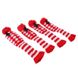 Maxbell Maxbell 4Pcs Pom Pom Knit Headcover Long Neck Driver Fairway Woods Head Cover Red
