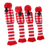 Maxbell Maxbell 4Pcs Pom Pom Knit Headcover Long Neck Driver Fairway Woods Head Cover Red