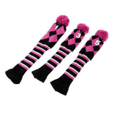 Maxbell Maxbell Set of 3 Golf Pom Pom Headcover Driver Fairway Woods Head Covers Pink