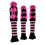 Maxbell Set of 3 Golf Pom Pom Headcover Driver Fairway Woods Head Covers Pink - Aladdin Shoppers