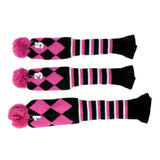 Maxbell Set of 3 Golf Pom Pom Headcover Driver Fairway Woods Head Covers Pink - Aladdin Shoppers