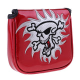 Maxbell Maxbell Square Skull Golf Mallet Putter Head Cover Bag with Magnetic Closure Red