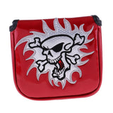 Maxbell Maxbell Square Skull Golf Mallet Putter Head Cover Bag with Magnetic Closure Red