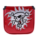 Maxbell Maxbell Square Skull Golf Mallet Putter Head Cover Bag with Magnetic Closure Red