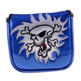 Maxbell Maxbell Square Skull Golf Mallet Putter Head Cover Bag with Magnetic Closure Blue