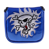 Maxbell Maxbell Square Skull Golf Mallet Putter Head Cover Bag with Magnetic Closure Blue