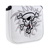 Maxbell Maxbell Square Skull Golf Mallet Putter Head Cover Bag with Magnetic Closure White