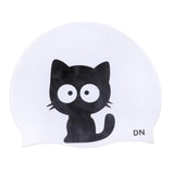 Maxbell Unisex Durable Silicone Swim Cap Waterproof Swimming Pool Hat Cat Collins