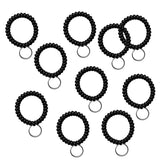 Maxbell Maxbell 10 Pieces Spiral Wrist Coil Keychains Key Ring Wrist Band Ken Chain Black