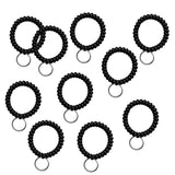 Maxbell Maxbell 10 Pieces Spiral Wrist Coil Keychains Key Ring Wrist Band Ken Chain Black