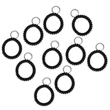 Maxbell Maxbell 10 Pieces Spiral Wrist Coil Keychains Key Ring Wrist Band Ken Chain Black