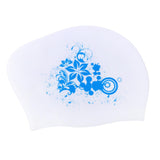 Maxbell Maxbell Elastic Silicone Swim Cap Swimming Pool Hat for Women Girls Men White