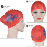 Maxbell Elastic Silicone Swim Cap Swimming Pool Hat for Women Girls Men Red