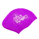 Maxbell Elastic Silicone Swim Cap Swimming Pool Hat for Women Girls Men Purple
