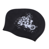Maxbell Elastic Silicone Swim Cap Swimming Pool Hat for Women Girls Men Black
