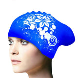 Maxbell Maxbell Elastic Silicone Swim Cap Swimming Pool Hat for Women Girls Men Dark Blue