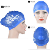 Maxbell Elastic Silicone Swim Cap Swimming Pool Hat for Women Girls Men Dark Blue
