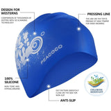 Maxbell Elastic Silicone Swim Cap Swimming Pool Hat for Women Girls Men Dark Blue