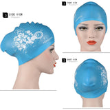 Maxbell Maxbell Elastic Silicone Swim Cap Swimming Pool Hat for Women Girls Men Sky Blue