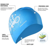 Maxbell Elastic Silicone Swim Cap Swimming Pool Hat for Women Girls Men Sky Blue