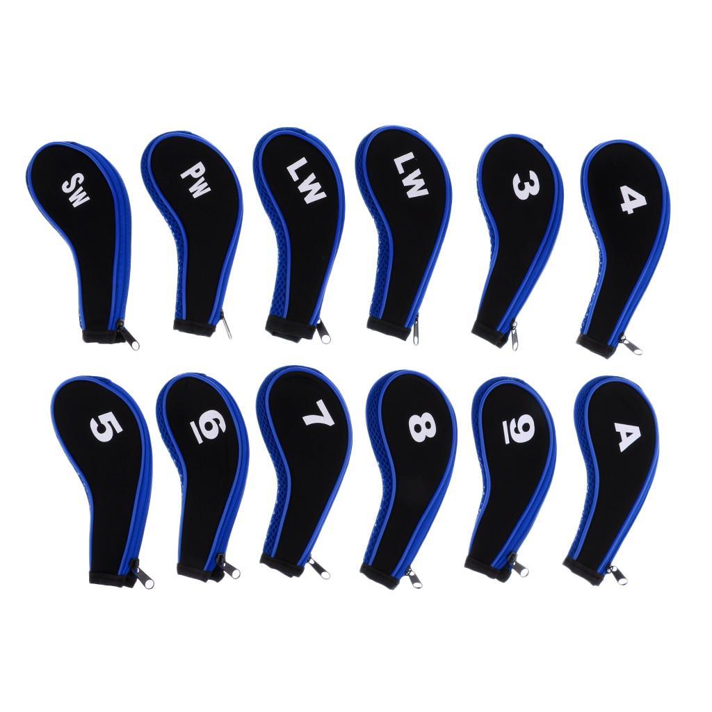 Maxbell Maxbell A-SW Neoprene Zipper Golf Club Head Cover Interchangeable Number Tags Blue
